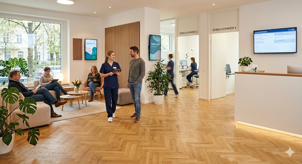 Hausarzt in moderner Einzelpraxis
