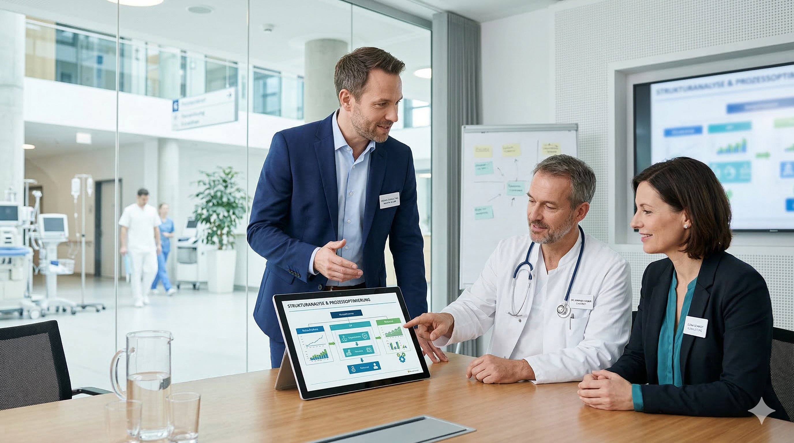IT-Berater pr&auml;sentiert Strukturanalyse und Prozessoptimierung f&uuml;r &Auml;rzteteam