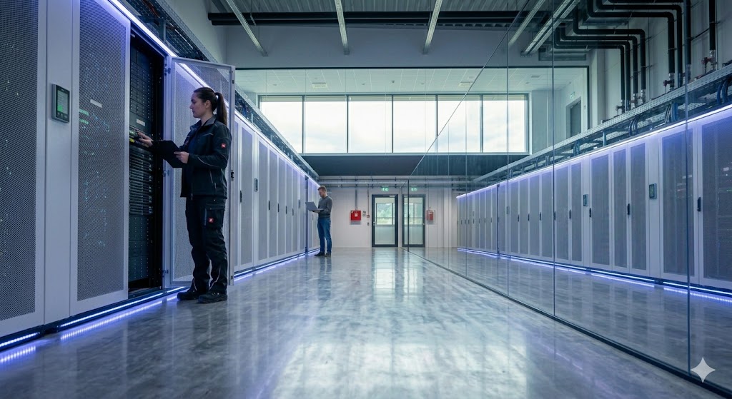 Hochsicheres deutsches Rechenzentrum mit Server-Racks